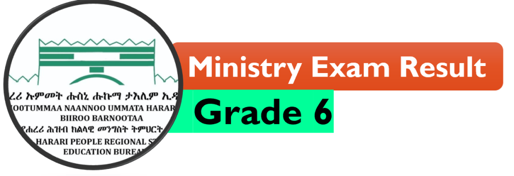 Harari Ministry 6 Grade Result 2016/2024 harari.ministry.et